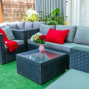 4 Seater Outdoor Sofa with Coffee Table & Ottoman.