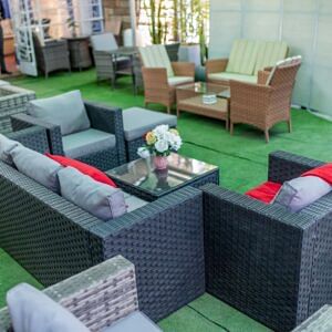 4 Seater Outdoor Sofa with Coffee Table & Ottoman.