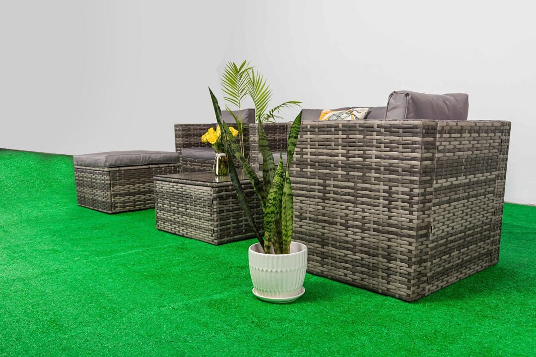 4 Seater Outdoor Sofa + Coffee Table + Ottoman.