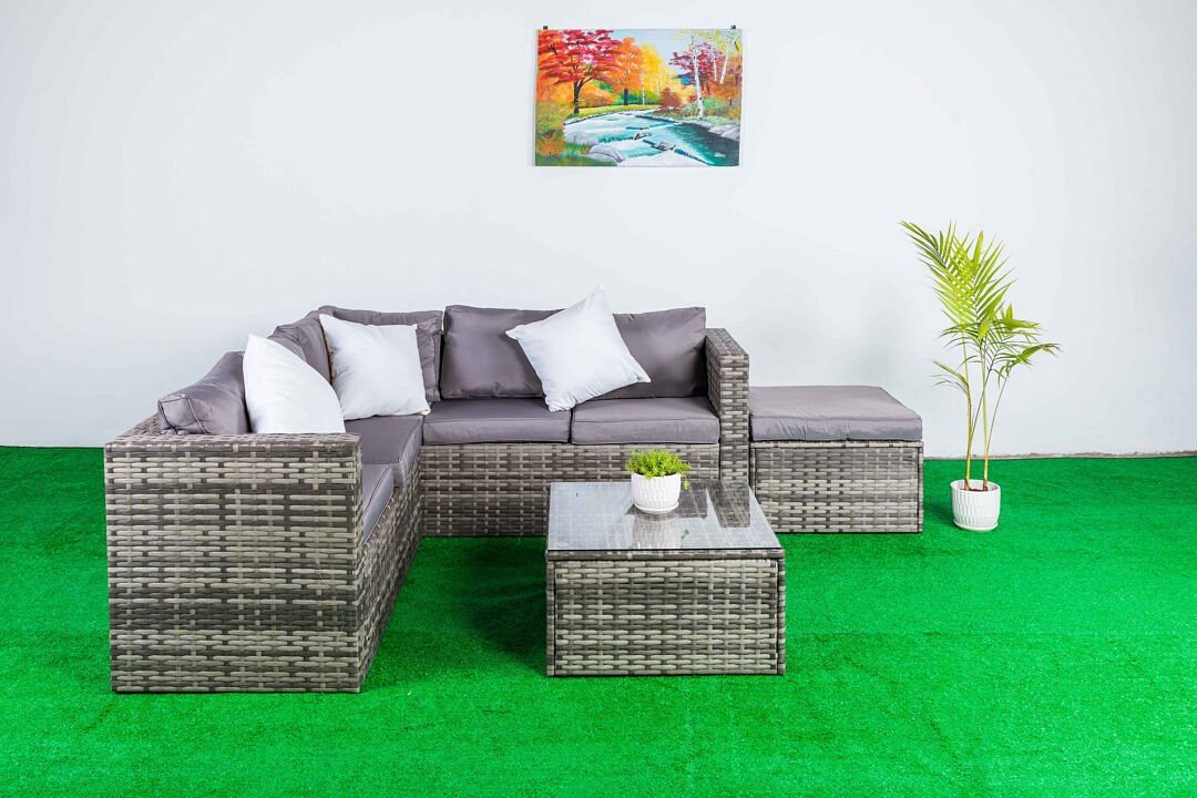 5 Seater Outdoor Sofa + Coffee Table + Ottoman.